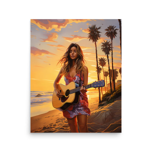 Strumming Serenity: A Sunset Serenade by the Sea