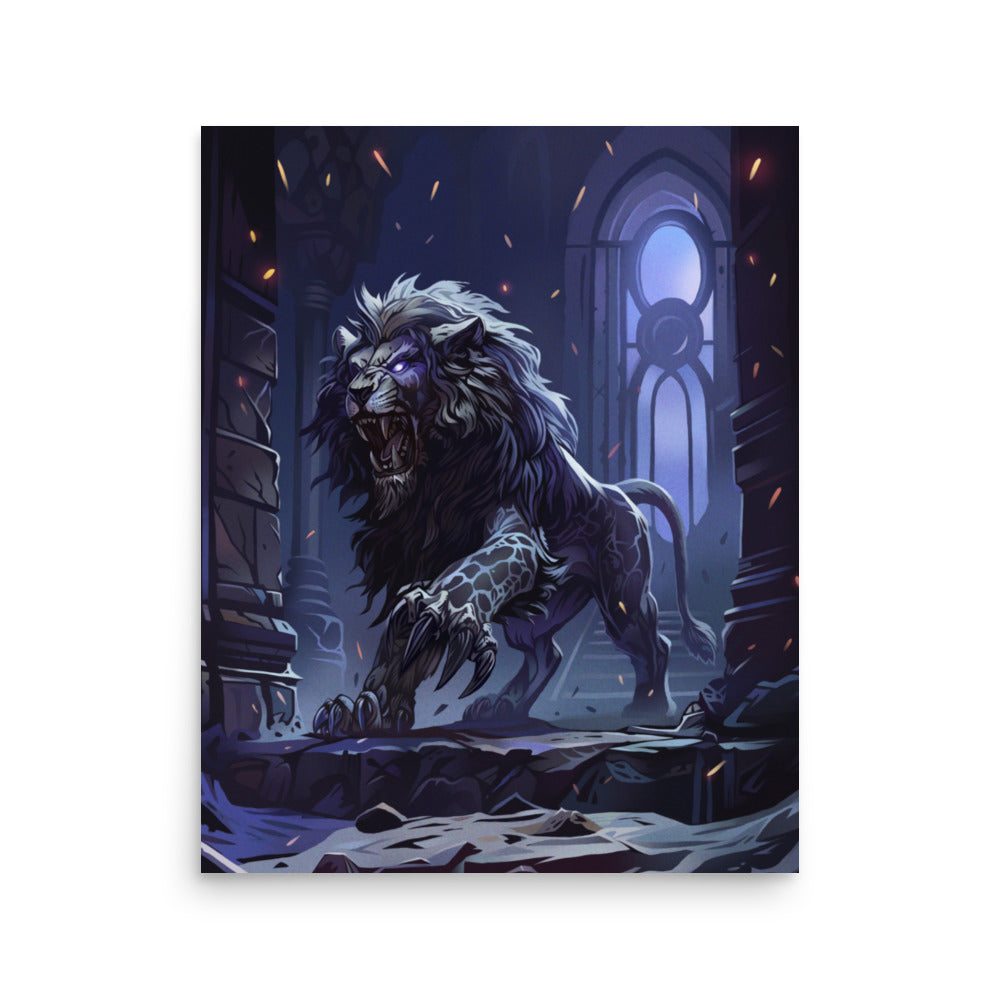 Majestic Shadows: The Gothic Lion of Blackthorn Castle