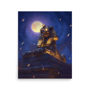 Celestial Feline: The Sphinx Cat and the Pyramid Moon